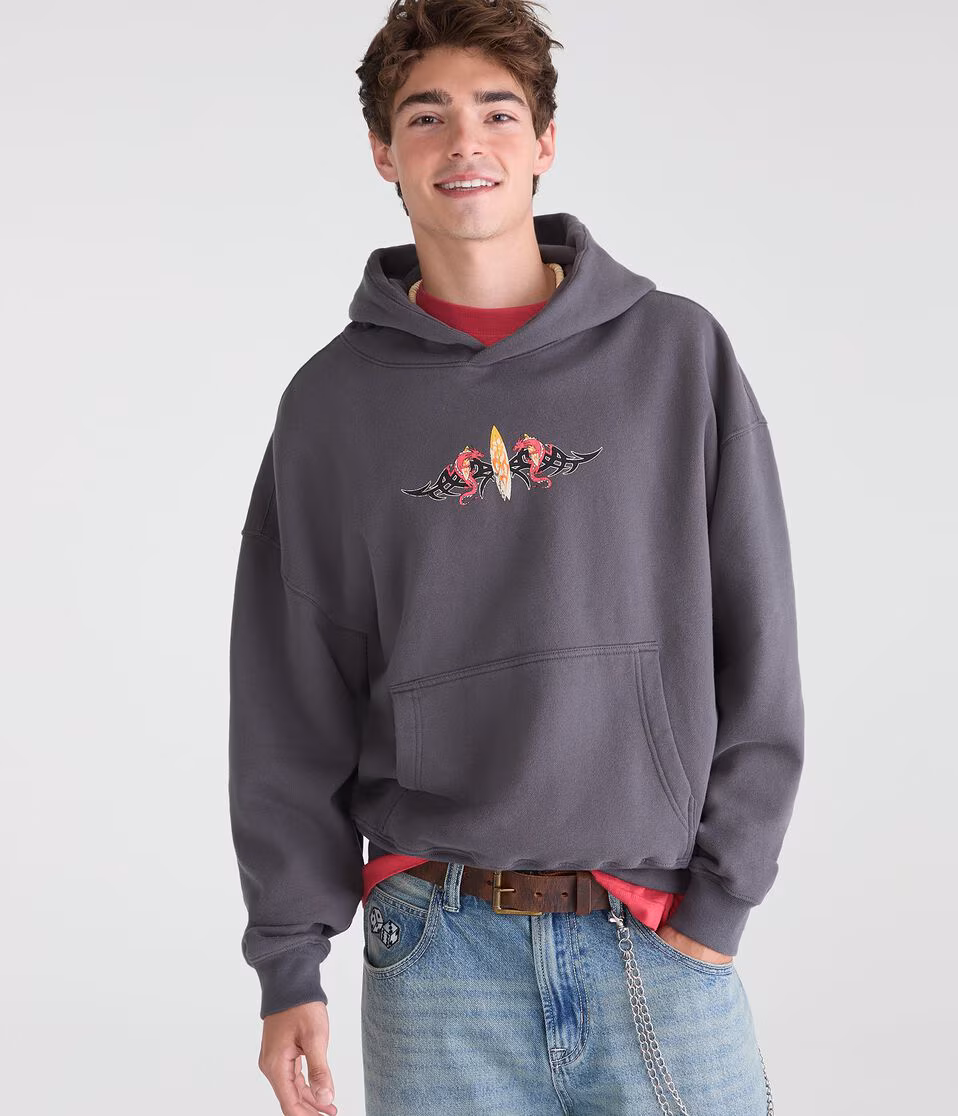Quiksilver Dragon Tattoo Boxy Pullover Hoodie