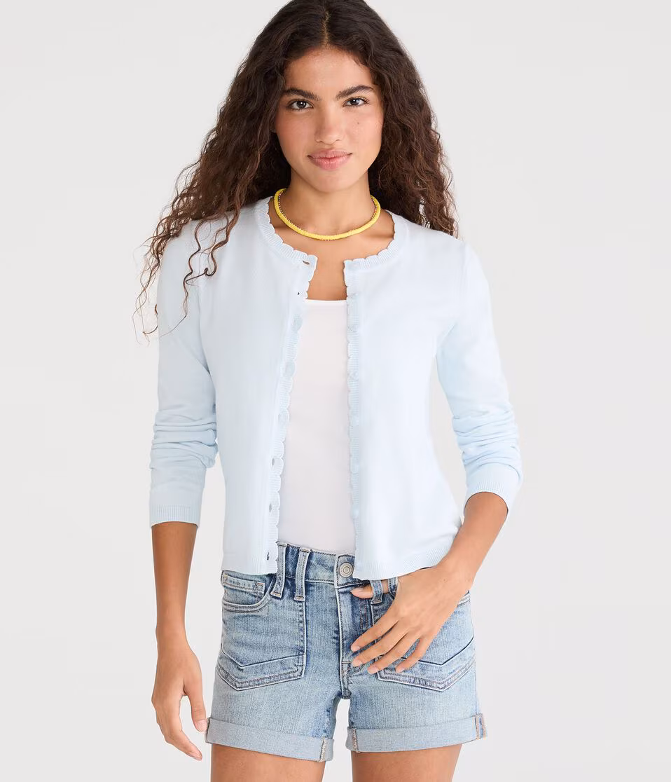 Scalloped Crew Cardigan