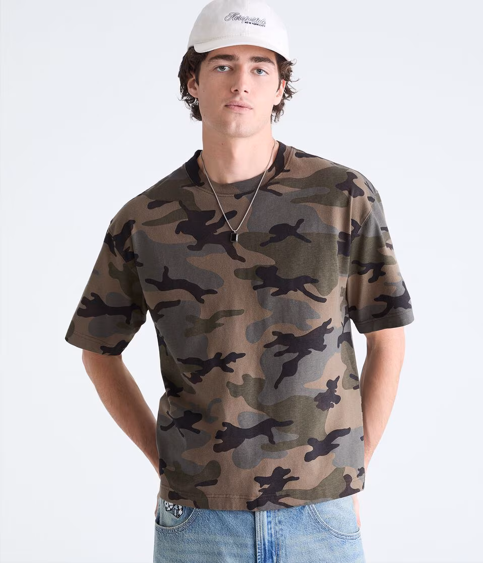 Camo Heavyweight Boxy Crew Tee