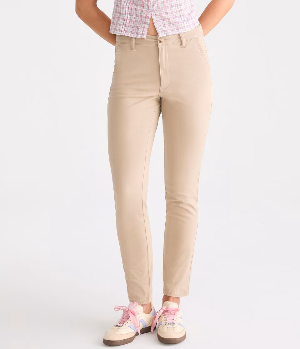 High-Rise Slim Twill Pants