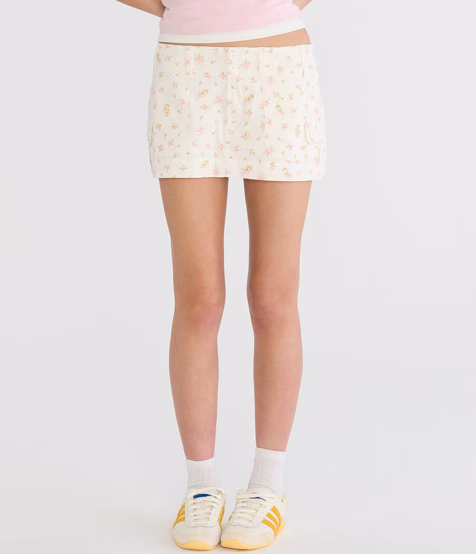 Twill Cargo Low-Rise Mini Skirt
