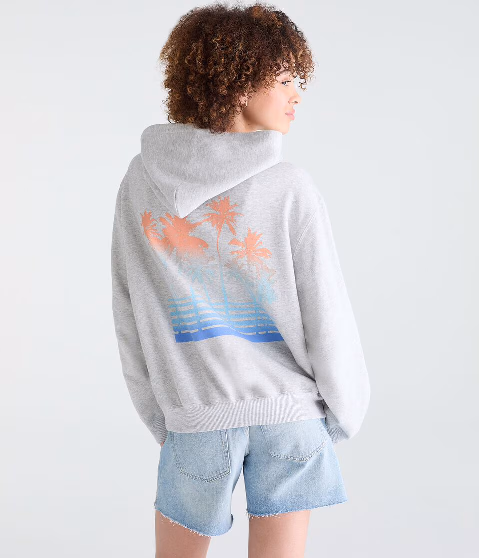 Roxy Palm Tree Stripe Full-Zip Hoodie