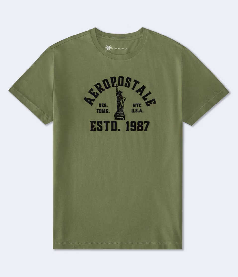 Aeropostale Liberty Flocked Graphic Tee