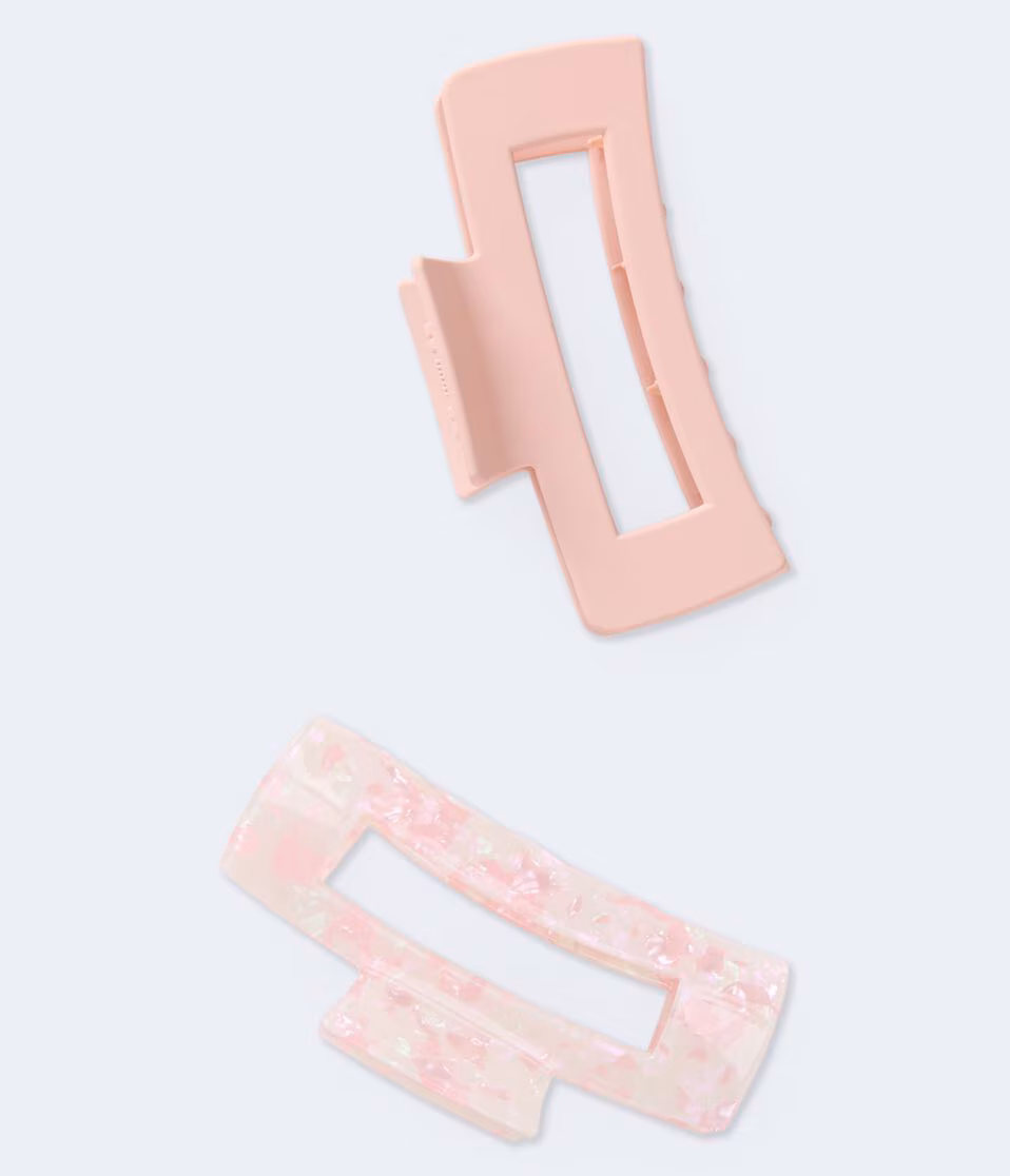 Open Rectangle Claw Hair Clip 2-Pack